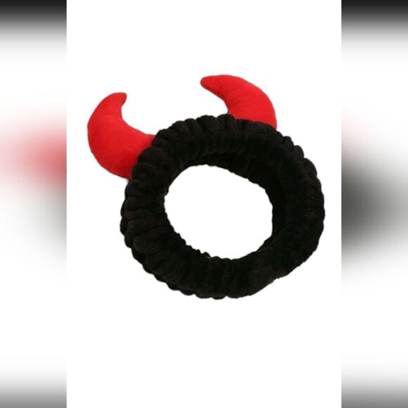 Black & Red Devil Horn Headband Make Up Hair Accessory - Picture 1 of 2